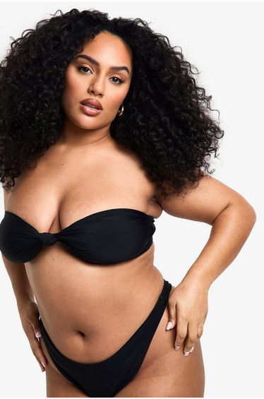 Plus Swimwear Essentials Bandeau Bikini Top - black