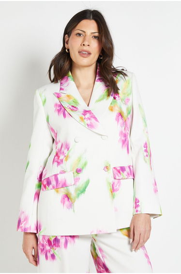 Floral Satin Blazer Coord