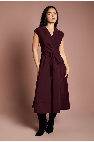 Petite Belted Crepe Dress