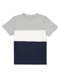Colour Block Cotton T-Shirt with Crew Neck - 2