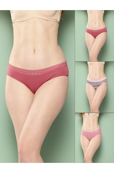Pack of 3 - Printed Lace Waistband Bikini