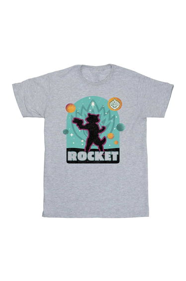 Guardians Of The Galaxy Volume 3 Girls Rocket Raccoon Badge T-Shirt - Sport Grey
