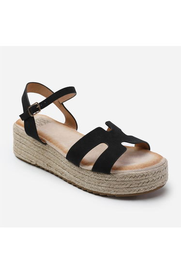 Women's Wheres That From Ankle Strap Platform Espadrilles in Black