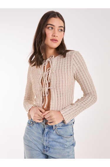 Tie Crinkle Cardigan