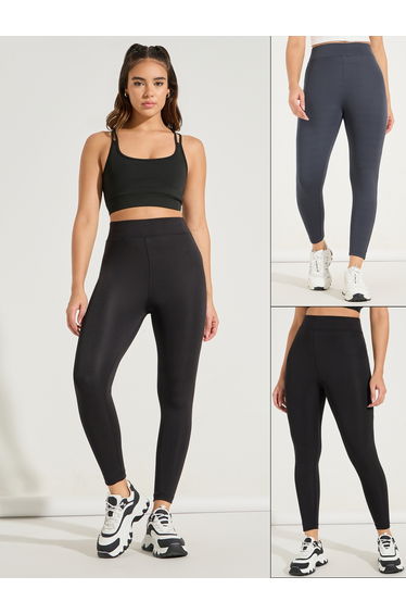 Pack of 2 - Broad Waistband Basic Leggings