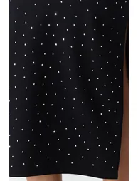 Black Fitted Shiny Jewelled Elegant Evening Dress - 3