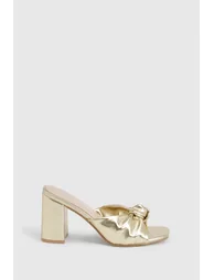 Wide Fit Knot Heeled Mules - gold - 2