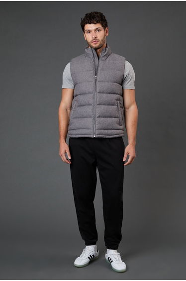 Light Grey Wool Look Quilted Gilet