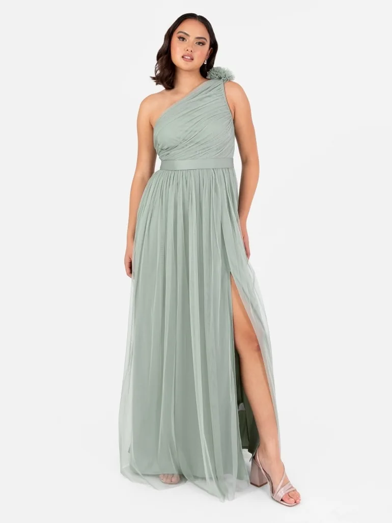 anaya with love one shoulder maxi dress Anaya With Love Recycled Frosty Green One Shoulder Maxi Dress Maya Deluxe