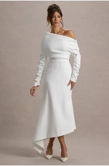 Lou | White One-Shoulder Asymmetric Maxi Dress