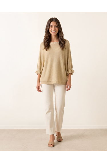 Frill Sleeve Metallic Top