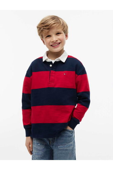 Slub Rugby Stripe Polo Long Sleeve Multi