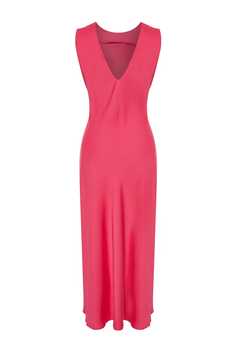 Fuchsia Woven Maxi Dress - 3
