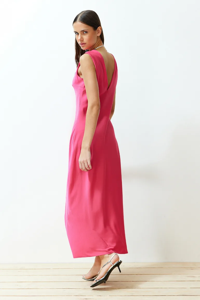 Fuchsia Woven Maxi Dress - 6