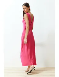 Fuchsia Woven Maxi Dress - 6