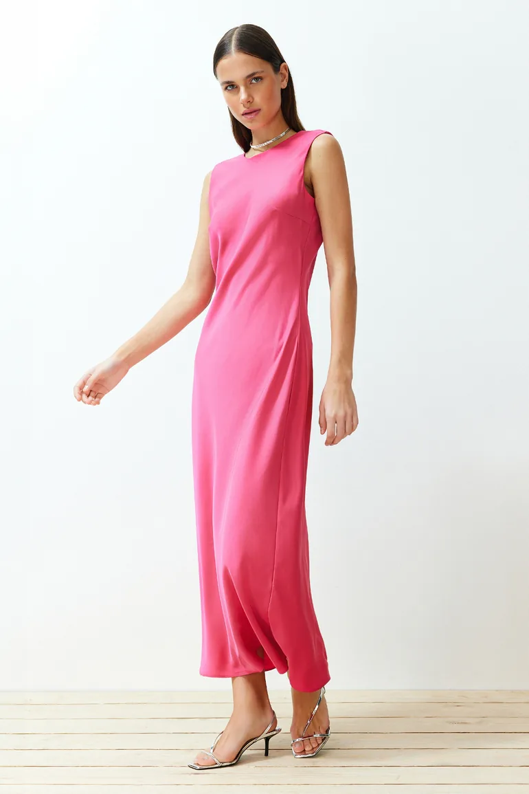 Fuchsia Woven Maxi Dress
