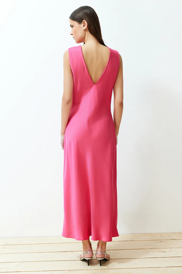Fuchsia Woven Maxi Dress - 5