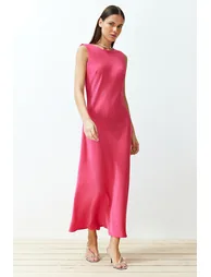 Fuchsia Woven Maxi Dress - 1