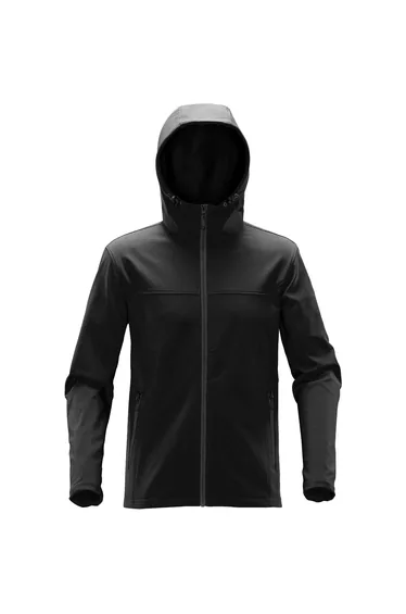 Stormtech Mens Orbiter Softshell Hoodie - Black/Dolphin