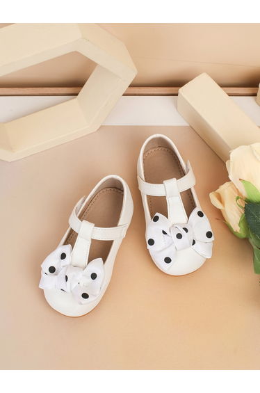 Girls Polka Dot Bow Decoration Shoes