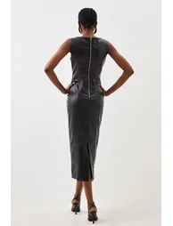 Stretch Lightweight Pu Panelled Midaxi - 2
