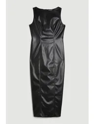 Stretch Lightweight Pu Panelled Midaxi - 3