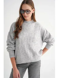 Mixray Ribbed Knitwear Pullover Sweater with Hair Braid Pattern - 2