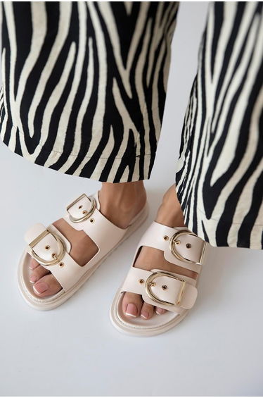 Forster Women's Buckle Detail Daily Comfort Slippers Beige