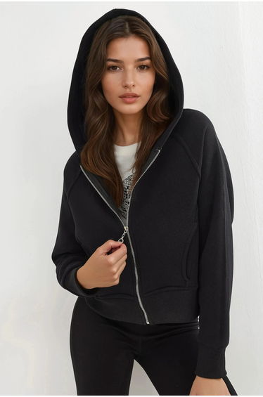 Relaxed Fit Zippered Hoodie