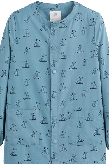 Dog Print Cotton Tunic with Press-Stud Fastening