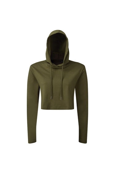TriDri Womens/Ladies Cropped Long-Sleeved T-Shirt - Olive