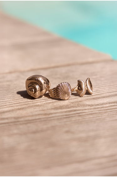 Gold Textured Assorted Shell Ring Multi Pack