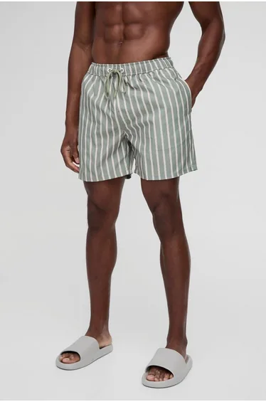 Mid Length Stripe Swim Short