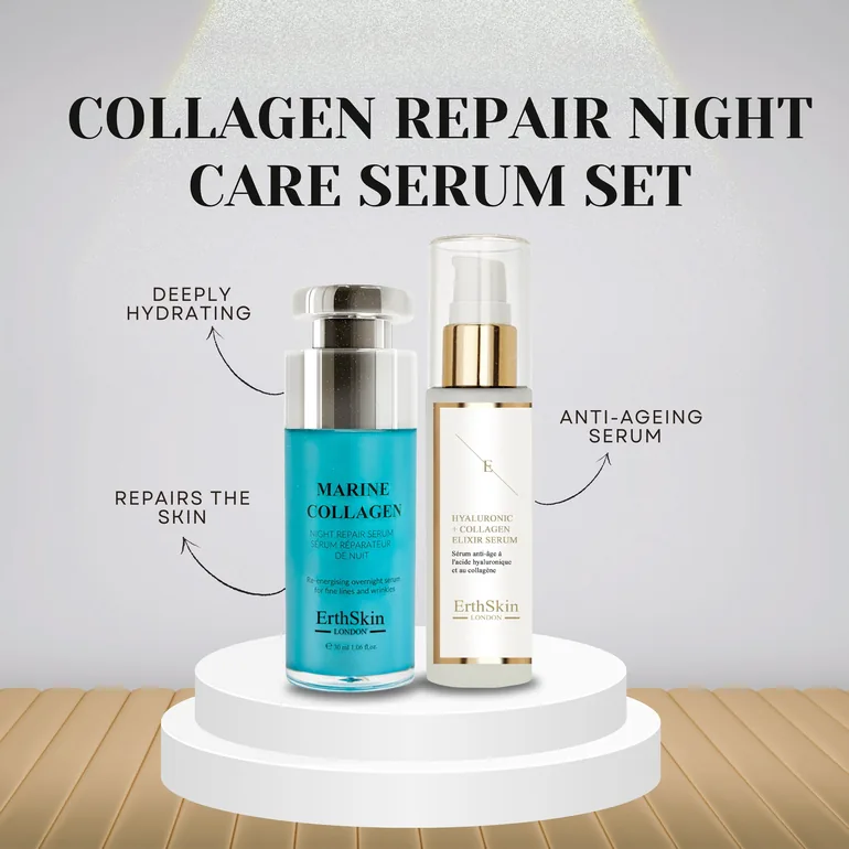 Hyaluronic acid & Collagen Serum - 60ml + Marine Collagen Night Repair Serum 30ml - 2