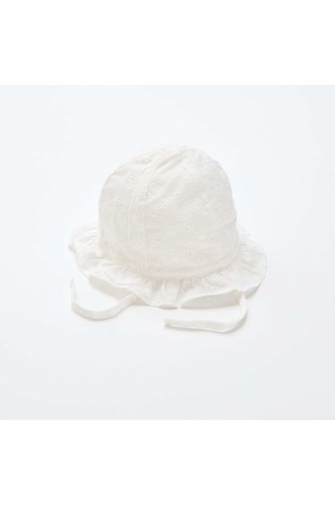 Broderie Anglaise Tie-Up Bucket Hat WHITE