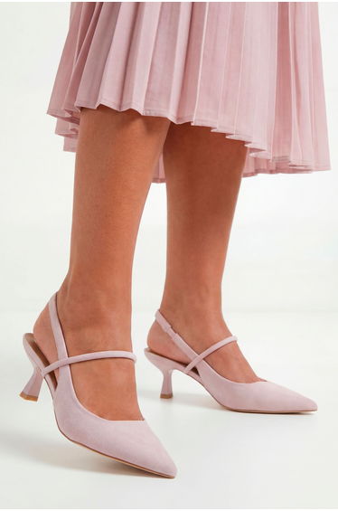 Cherish Faux Suede Slingback Kitten Heel Point Court Shoes