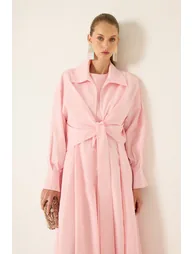 POPLIN DRESS WITH A KIMONO-STYLE COLLAR - 1
