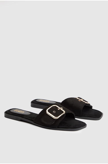 Faith: Freya Faux Suede Buckle Detail Sliders