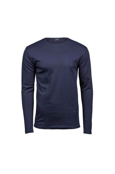 Tee Jays Mens Interlock Long-Sleeved T-Shirt - Navy