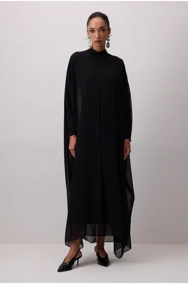BAT SLEEVE CHIFFON DRESS