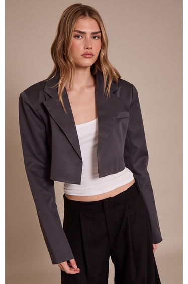 Charcoal Tailored Cropped Blazer