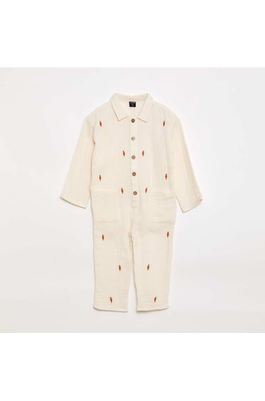 All-Over Print Cotton Romper WHITE