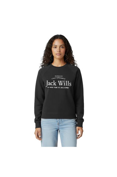 Jack Wills Womens/Ladies Hunston Graphic Crew Neck Sweatshirt - Black