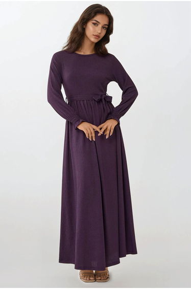 Textured Crew Neck Maxi Dress
