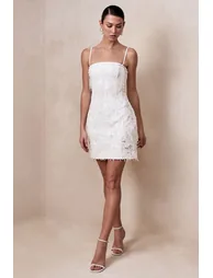 Paulina | White Embellished Bandeau Mini Dress - 3
