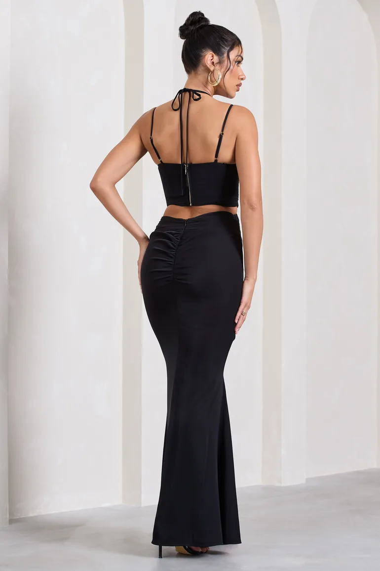 Shop Stardom | Black Chiffon Strappy Sweetheart Cut-Out Maxi Dress Online  in Oman