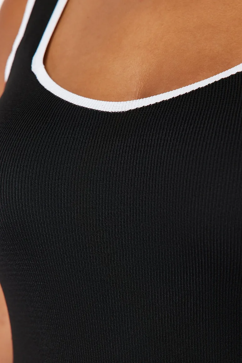 Black Bodycon Knitwear Blouse - 5
