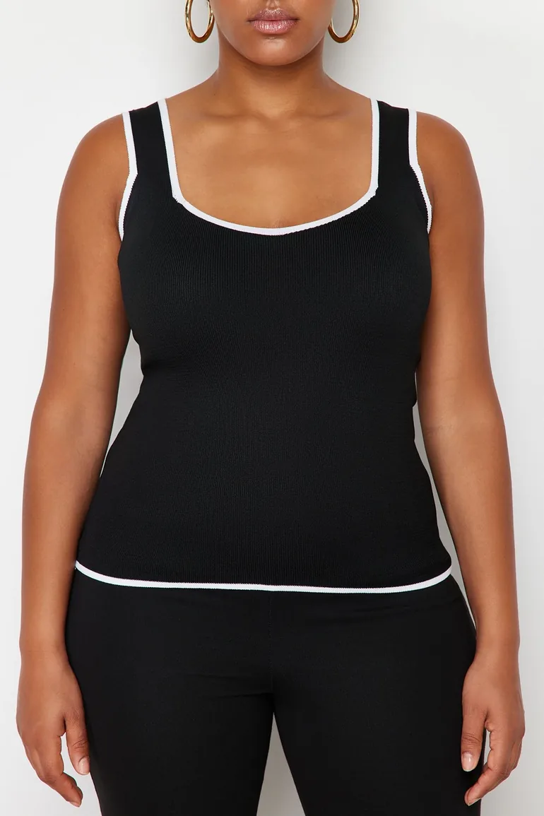 Black Bodycon Knitwear Blouse - 3