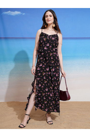 Floral Print Ruffled Maxi Dress