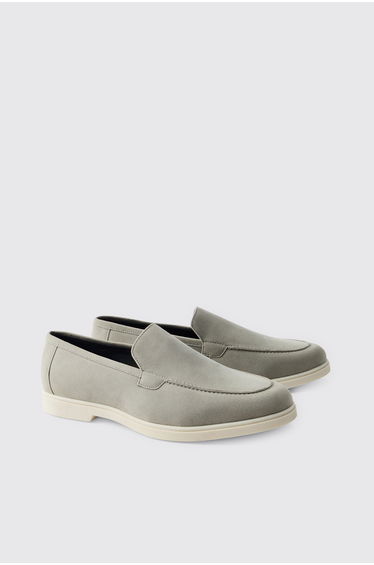 Faux Suede Loafer - grey